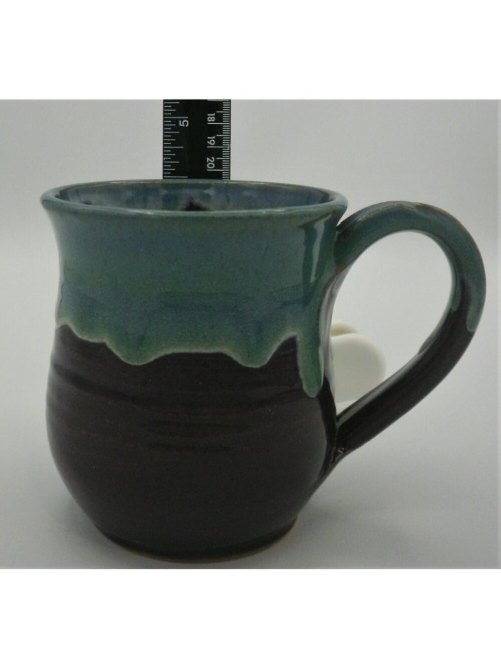 Hand Thrown Art Pottery Mug Teal Drip Over Purple Signed Violet Williams 1994 - Picture 7 of 8